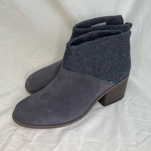 Women's TOMS Lacy Bootie Forged Iron Grey Suede/Felt